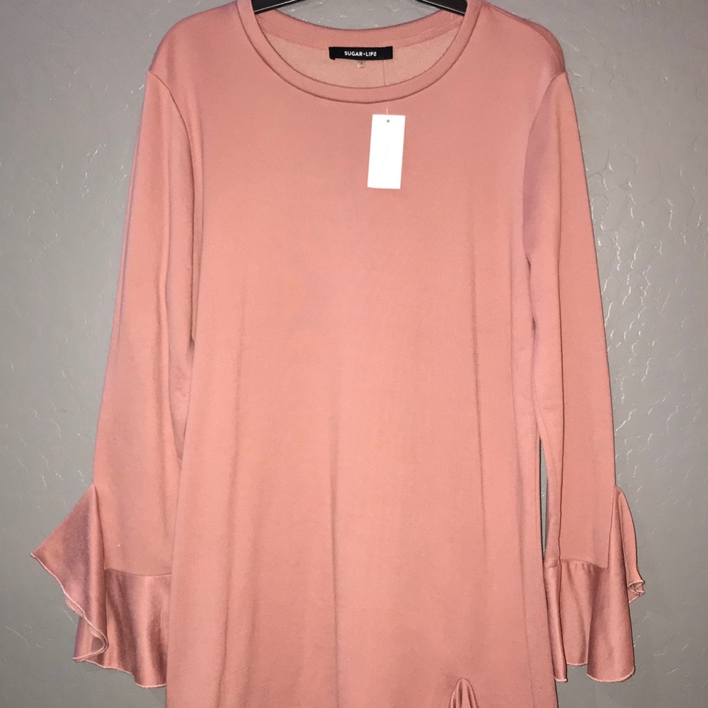 Sugarlips Pink Ruffled Sweater Dress - Picture 3 of 5